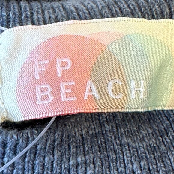 New Free People Beach Catalina Midi Sweater Dress Linen Blend Blue OVERSIZED XS - Picture 6 of 14